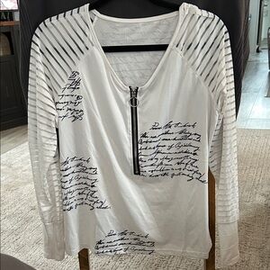 Striped White and Black Women's Top